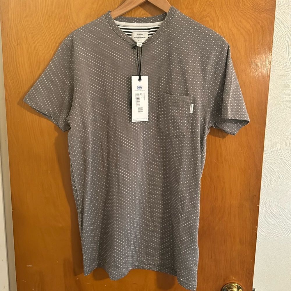 Polka Dot Tshirt Mens Small Gray Peter Werth